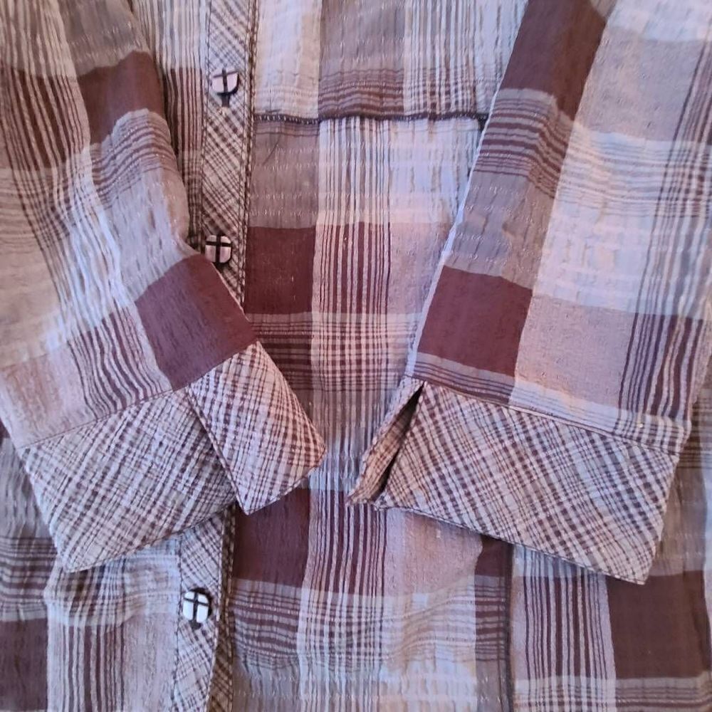Habitat Womens Button Front Blue Black Plaid Tunic Small - Picture 6 of 15